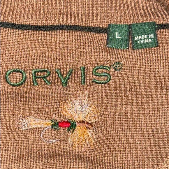 Orvis 100% Merino Wool Quarter Zip Sweater SZ Large - Picture 7 of 8